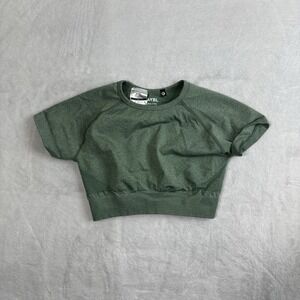 AYBL Short Sleeve Green Compression Active Crop Top Women's Small